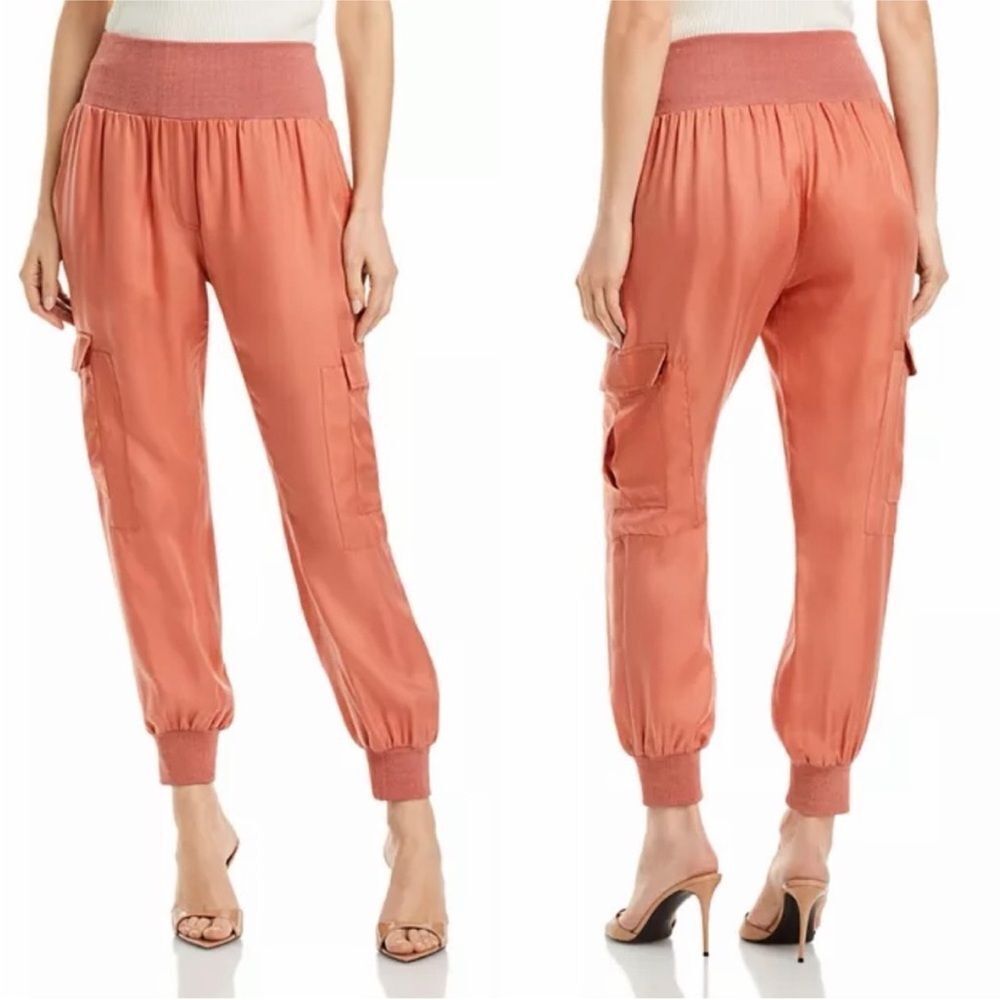 CINQ a SEPT Giles Satin Cargo Pants Pink Poppy $265